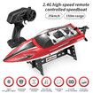 2.4GHz Racing Boat with LED Lights for Seas, Pools & Lakes, Speed Boat Toy for Boys & Girls (Red)