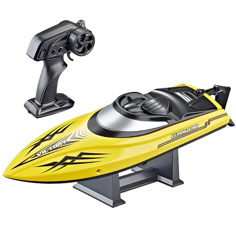 HJ811 Remote Control Boat 2.4G Water High Speed RC Speed Boat Toy Boat Night Light 25km/h Cruise Self-Tipping Toy Boat (Yellow)