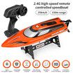 RC Boat with LED Light for Pools and Lakes, 2.4GHz Fast Remote Control Boat for Kids, Low Battery Reminder (Orange)