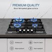 Maxkon 60cm Gas Cooktop 4 Burners Cooker Stove Cook Hob Top Black Glass Stovetop Surface NG LPG Auto Pulse Ignition Metal Knobs