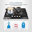 Maxkon 60cm Gas Cooktop 4 Burners Cooker Stove Cook Hob Top Black Glass Stovetop Surface NG LPG Auto Pulse Ignition Metal Knobs