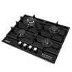 Maxkon 60cm Gas Cooktop 4 Burners Cooker Stove Cook Hob Top Black Glass Stovetop Surface NG LPG Auto Pulse Ignition Metal Knobs