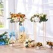 2PCS 31.5inch/80cm High Wedding Flower Stand With Acrylic LaminateMetal Vase Column Geometric Centerpiece Stands Gold Rectangular Floral Display Rack