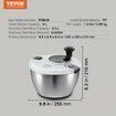 Stainless Steel Salad Spinner 4.5L One-handed Easy Press Large Vegetable Dryer Washer Lettuce Cleaner and Dryer w/ 304 Stainless Steel Bowl