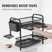 Dish Drying Rack 2 Tier Large Capacity Dish Drainers Rustproof Carbon Steel Dish Drainer with Drainboard Storage Space Saver Cup and Utensil Holder