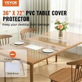 Clear Table Cover Protector 36" x 72" Table Cover 1.5 mm Thick PVC Plastic Tablecloth Waterproof Desktop Protector for Writing Desk Coffee Table