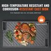 Reversible Grill/Griddle 9.7"x16.7" Pre-Seasoned Cast Iron Griddle Rectangular Double Burner Griddle Pan Non-Stick Family Pan Cookware with Handles