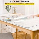 Plastic Table Cover 36 x 60 Inch 1.4 x 152.4 cm 1.5 mm Thick Clear Table Protector Rectangle Clear Desk Mat Waterproof & Easy Cleaning