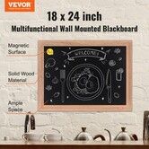 VEOVR 457x610 mm Magnetic Chalk Board Hanging Message Signs w/ Chalks & Eraser Vintage Wooden Chalkboard Sign Rustic Brown Framed Calendar & Bulletin Combo