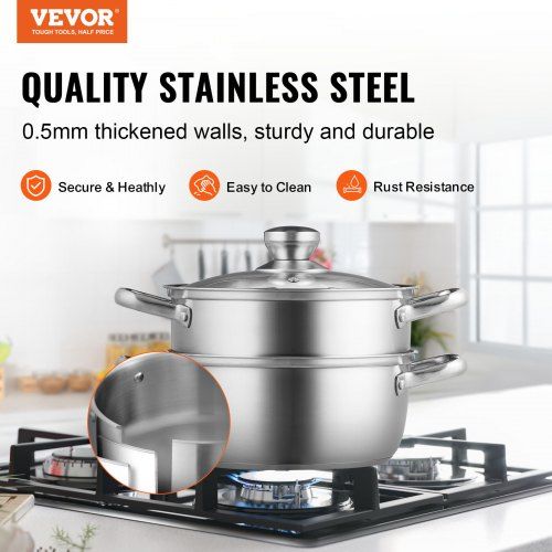 Steamer Pot 22cm Steamer Pot for Cooking with 3QT Stock Pot and Vegetable Steamer Large Capacity Stainless Steel Food Steamer Cookware with Lid