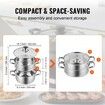 Steamer Pot 22cm Steamer Pot for Cooking with 3QT Stock Pot and Vegetable Steamer Large Capacity Stainless Steel Food Steamer Cookware with Lid