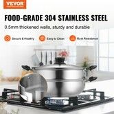 Steamer Pot 28cm Steamer Pot for Cooking with 3QT Stock Pot and Vegetable Steamer Food-Grade 304 Stainless Steel Food Steamer Cookware with Lid