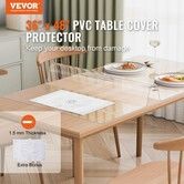 PVC Table Protector 36x48 Inch Clear Plastic Desk Protector 1.5mm Thick