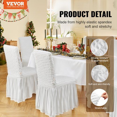 Stretch Spandex Folding Chair Covers Universal Fitted Chair Cover with Skirt Removable Washable Protective Slipcovers for Wedding Holiday Banquet Party