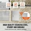 BBQ Access Door 457x610 mm Single Outdoor Kitchen Door Stainless Steel Flush Mount Door Wall Vertical Door with Handle for BBQ Island Grilling