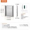 BBQ Access Door 457x508 mm Single Outdoor Kitchen Door Stainless Steel Flush Mount Door Wall Vertical Door with Handle and Hook for BBQ Island Grilling
