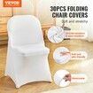 White Stretch Spandex Chair Covers - 30 PCS Folding Kitchen Chairs Cover Universal Washable Slipcovers Protector Removable Chair Seat Covers for Wedding