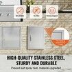BBQ Access Door 407x559 mm Single Outdoor Kitchen Door Stainless Steel Flush Mount Door Wall Vertical Door with Handle for BBQ Island Grilling