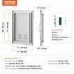 BBQ Access Door 356x508 mm Single Outdoor Kitchen Door Stainless Steel Flush Mount Door Wall Vertical Door with Handle and vents for BBQ Island Grilling