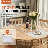 Clear Table Cover Protector 48 inch/1230 mm Round Table Cover 1.5 mm Thick PVC Plastic Tablecloth Waterproof Desktop Protector for Writing Desk