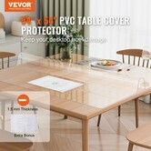 PVC Table Protector 54x54 Inch Clear Plastic Desk Protector 1.5mm Thick