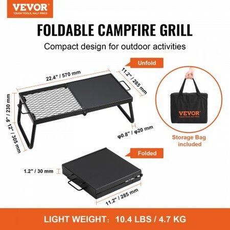 Folding Campfire Grill Portable Camping Fire Pit Steel Outdoor BBQ Picnic