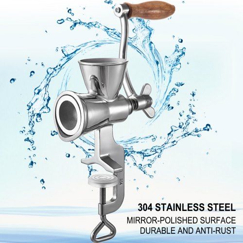 Manual Grain Grinder Stainless Steel Manual Grain MillCountertop Clamp Design Manual Coffee Bean GrinderWooden Handle Wheat Grinder Hand Crank