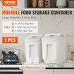 Ingredient Storage Bin 2 x 15L Dispenser Bin with 2 Measuring Cups Attachable Casters and Airtight Lid 2 Pcs/Set Dog Pet Food Storage Container PP Material