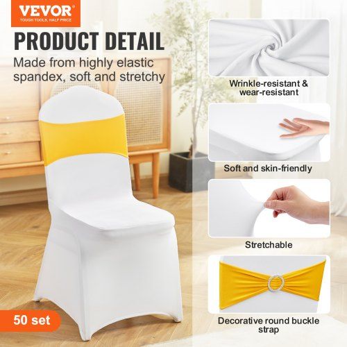 Stretch Spandex Folding Chair Covers Universal Fitted Chair Cover with Chair Sashes Removable Washable Protective Slipcovers for Wedding Holiday Banquet