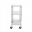 Kitchen Utility Cart 3 Tiers Wire Rolling Cart Steel Service Cart on Wheels Metal Storage Trolley with 80mm Basket Curved Handle PP Liner 6 Hooks