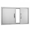 BBQ Access Door 915x533 mm Double Outdoor Kitchen Door Stainless Steel Flush Mount Door Wall Vertical Door with Handles for BBQ Island Grilling