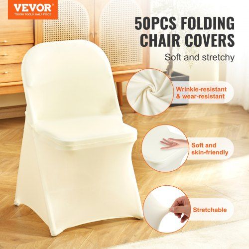 Stretch Spandex Folding Chair Covers Universal Fitted Chair Cover Removable Washable Protective Slipcovers for Wedding Holiday Banquet Party Celebration