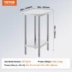 Stainless Steel Prep Table 24x18x34 Inch Heavy Duty Metal Worktable with 3 Adjustable Height Levels Commercial Workstation for Kitchen Garage Restaurant