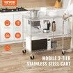 Kitchen Utility Cart 3 Tiers Wire Rolling Cart with 300kg Capacity Steel Service Cart on Wheels Metal Storage Trolley with 80mm Deep Basket Curved Handle
