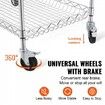 Kitchen Utility Cart 3 Tiers Wire Rolling Cart with 300kg Capacity Steel Service Cart on Wheels Metal Storage Trolley with 80mm Deep Basket Curved Handle