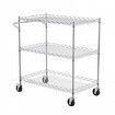 Kitchen Utility Cart 3 Tiers Wire Rolling Cart with 300kg Capacity Steel Service Cart on Wheels Metal Storage Trolley with 80mm Deep Basket Curved Handle