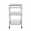 Kitchen Utility Cart 3 Tiers Wire Rolling Cart with 300kg Capacity Steel Service Cart on Wheels Metal Storage Trolley with 80mm Deep Basket Curved Handle