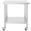 Stainless Steel Work Table 30 x 18 x 38 Inch with 4 Wheels 3 Adjustable Height Levels Heavy Duty Food Prep Worktable for Commercial Kitchen