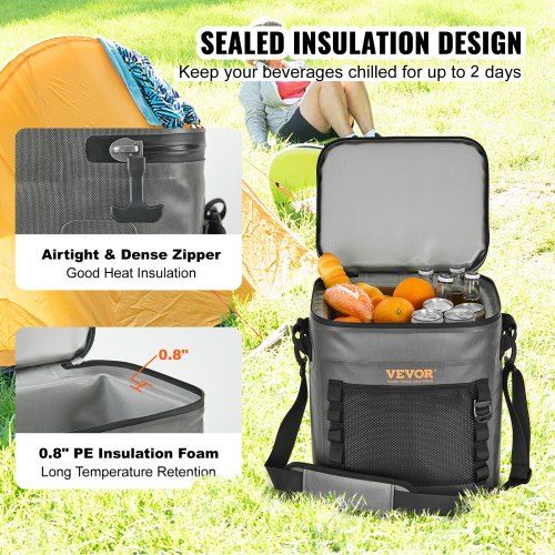 Soft Cooler Bag 30 Cans Soft Sided Cooler Bag Leakproof with Zipper Waterproof Soft Cooler Insulated Bag Lightweight & Portable Collapsible Cooler