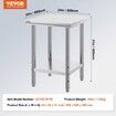 Non-magnetic Stainless Steel 610x610mm Commercial Kitchen cooking Table 50mm Table Thickness For Commercial Office Public And Home Use