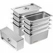 8 Pack Hotel Pans 1/3 Size Anti-Jam Steam Pan with Lid 0.8mm Thick Stainless Steel Steam Table Pan 6-Inch Deep Commercial Table Pan Catering Storage