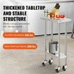 Stainless Steel Work Table 24x12x38 Inch with 4 Wheels 3 Adjustable Height Levels Heavy Duty Food Prep Worktable for Commercial Kitchen Restaurant Silver