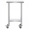 Stainless Steel Work Table 24x12x38 Inch with 4 Wheels 3 Adjustable Height Levels Heavy Duty Food Prep Worktable for Commercial Kitchen Restaurant Silver