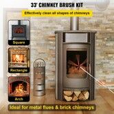 Chimney Sweep Kit 33FT Chimney Cleaning Kit Nylon Sooteater Chimney Cleaning Kit Flexible Brush Head Chimney Sweeping Kit Easy Connecting Chimney Brush