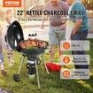 22" Kettle Charcoal Grill Premium Kettle Grill with Wheels Grate and Cover Porcelain-Enameled Lid and Firebowl with Slide Out Ash Catcher Thermometer