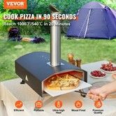 Outdoor Pizza Oven 12-inch Wood Pellet and Charcoal Fired Pizza Maker Portable Outside Stainless Steel Pizza Grill with Pizza Stone Waterproof Cover Shovel