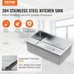 Kitchen Sink 304 Stainless Steel Drop-In Sinks Undermount Single Bowl Basin with Accessories(Pack of 3) Household Dishwasher Sinks for Workstation RV