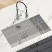 Kitchen Sink 304 Stainless Steel Drop-In Sinks Undermount Single Bowl Basin with Accessories(Pack of 3) Household Dishwasher Sinks for Workstation RV