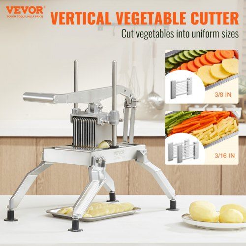 Commercial Vegetable Slicer 3/8 & 3/16 inch Tomato Slicer Stainless Steel and Aluminum Alloy Vegetable Cutter Slicer Manual Tomato Slicer w/ Non-slip Feet