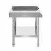 Stainless Steel Work Table 24x28x26 Inch Commercial Food Prep Worktable 3-Sided Backsplash Heavy Duty Prep Worktable Metal Work Table w/ Adjustable Height